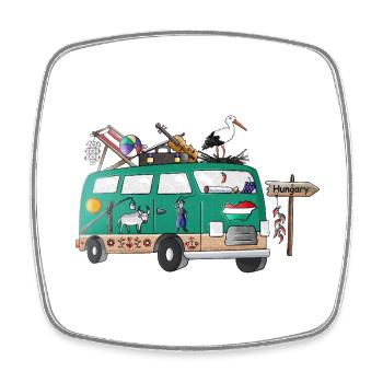 Hungary Camper Motif Vanlife Camping Holiday - Square fridge magnet - white - Front