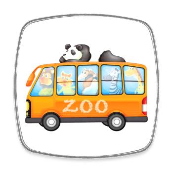 Zoo Bus Mit Süßen Tieren Illustration - Viereckiger Kühlschrankmagnet - Weiß - Vorne