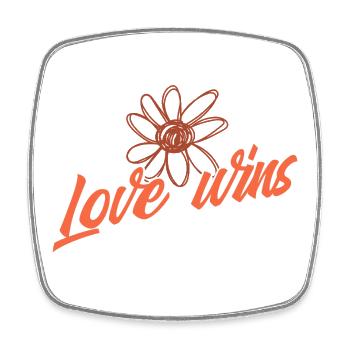 L’amour gagne le Gribouillis de la Fleur - Magnet carré - blanc - Devant