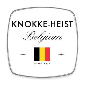 Knokke Heist Belgium Coordinates Travel Souvenir - Square fridge magnet - white - Front