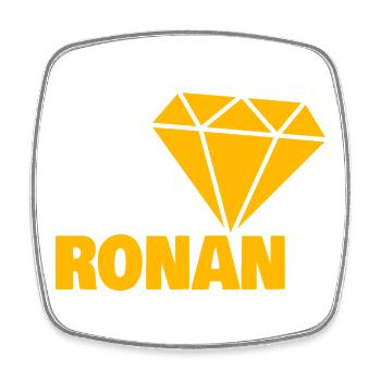 Ronan als Diamant - Viereckiger Kühlschrankmagnet - Weiß - Vorne