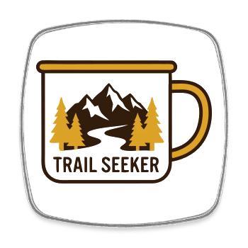 Berge Tasse Wander Logo - Viereckiger Kühlschrankmagnet - Weiß - Vorne