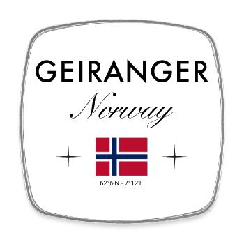 Geiranger Norwegen Koordinaten Reise Souvenir - Viereckiger Kühlschrankmagnet - Weiß - Vorne