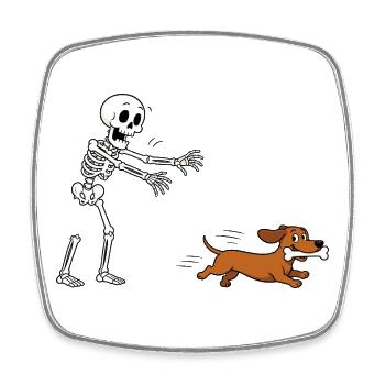 Halloween, Dackel, Skelett - Viereckiger Kühlschrankmagnet - Weiß - Vorne