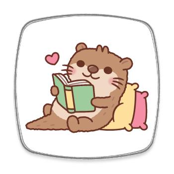 Niedlicher Otter entspannt mit dem Buch - Viereckiger Kühlschrankmagnet - Weiß - Vorne