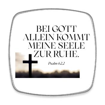 Ruhe der Seele im Kreuz - Viereckiger Kühlschrankmagnet - Weiß - Vorne