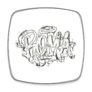 Rom Graffiti Handschrift Italien - Viereckiger Kühlschrankmagnet - Weiß - Vorne