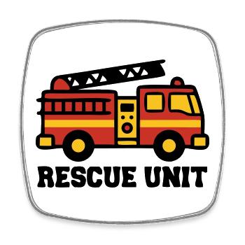 Feuerwehrauto Logo - Viereckiger Kühlschrankmagnet - Weiß - Vorne
