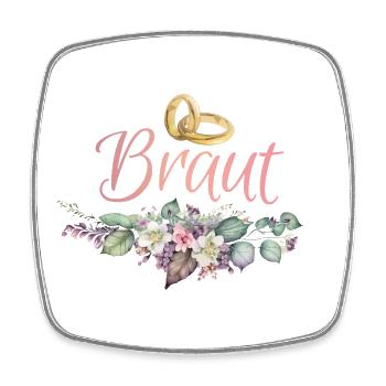 Braut Ringe Blumen JGA Junggesellenabschied - Viereckiger Kühlschrankmagnet - Weiß - Vorne