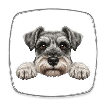 Spickender Schnauzer Neugieriges Barthundegesicht - Viereckiger Kühlschrankmagnet - Weiß - Vorne