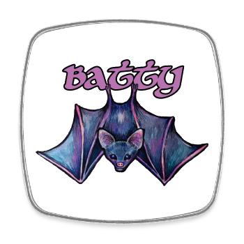 Batty Night Bat-Fledermaus-Illustration - Viereckiger Kühlschrankmagnet - Weiß - Vorne