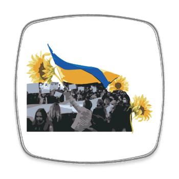 Maidan-Sonnenblumenrevolution Ukraine - Viereckiger Kühlschrankmagnet - Weiß - Vorne