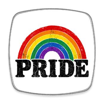 Pride Regenbogen Schriftzug CSD Spruch LGBT - Viereckiger Kühlschrankmagnet - Weiß - Vorne