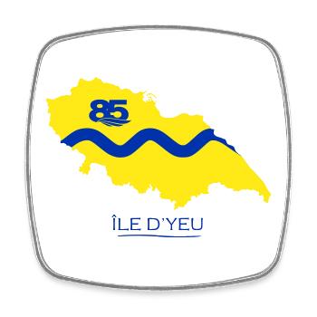 Carte Île d'Yeu en jaune  - Magnet carré - blanc - Devant