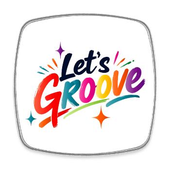 Let's Groove Retro Disco Schriftzug Design - Viereckiger Kühlschrankmagnet - Weiß - Vorne