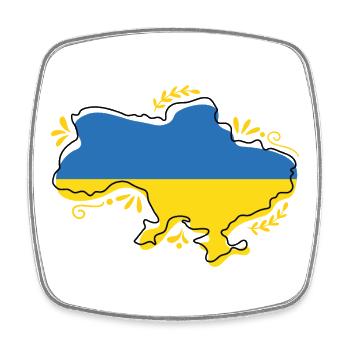 Ukraine-Flaggenkarte Silouette mit Blumenumriss - Viereckiger Kühlschrankmagnet - Weiß - Vorne
