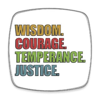 4 Stoic Virtues Retro Rainbow - Viereckiger Kühlschrankmagnet - Weiß - Vorne