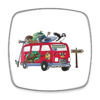 Norway Camper Motif Vanlife Camping Holiday - Square fridge magnet - white - Front