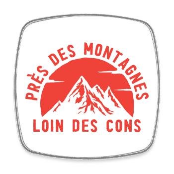 Montagnes au Crépuscule Rouge - Magnet carré - blanc - Devant