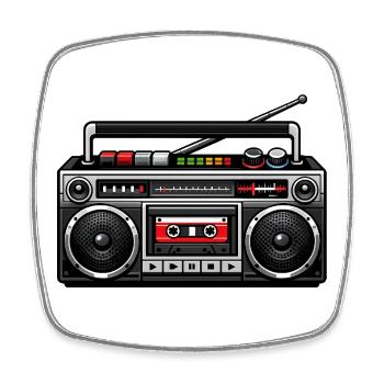 Retro Boombox Graphic - Square fridge magnet - white - Front