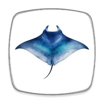 Watercolor Manta Ray - Square fridge magnet - white - Front