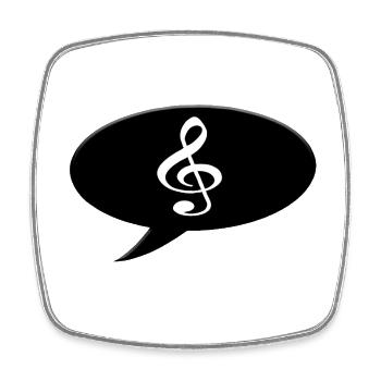 Speech bubble with a g-clef symbol.  - Square fridge magnet - white - Front