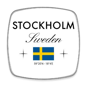 Stockholm Sweden Coordinates Travel Souvenir - Square fridge magnet - white - Front