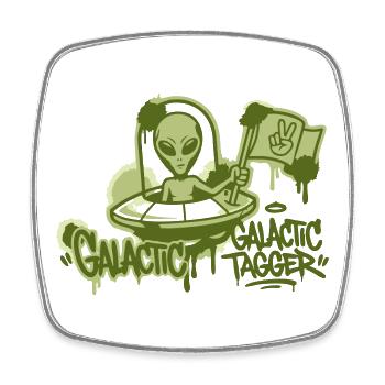 Alien Ufo Graffiti Graphic - Square fridge magnet - white - Front