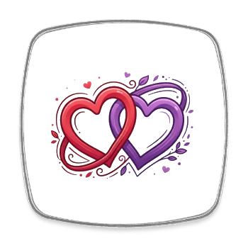 Intricate heart duets - Square fridge magnet - white - Front