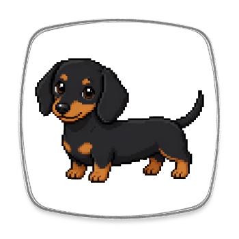 Teckel mignon – Chien rétro en pixel art - Magnet carré - blanc - Devant