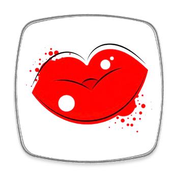 Red Kissing Lips Pop Art - Square fridge magnet - white - Front