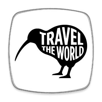 Kiwi Vogel Travel The World – Drôle de voyage - Magnet carré - blanc - Devant