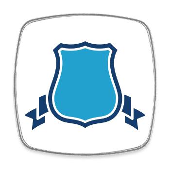 Blason bleu, blason, emblème vierge, insigne héraldique - Magnet carré - blanc - Devant
