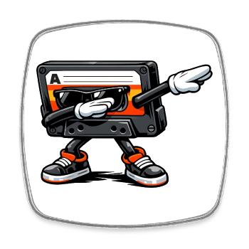 Dabbing Music Tape – Retro Musik - Viereckiger Kühlschrankmagnet - Weiß - Vorne