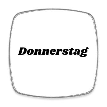 Donnerstag Schriftzug - Viereckiger Kühlschrankmagnet - Weiß - Vorne