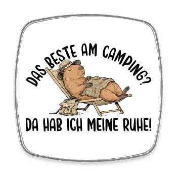 Camping Da hab ich meine Ruhe Capybara Liegestuhl - Viereckiger Kühlschrankmagnet - Weiß - Vorne