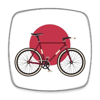 Fixie Bicycle Japan Style Shirt - Square fridge magnet - white - Front