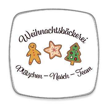Weihnachtsbäckerei – Plätzchen-Nasch-Team - Viereckiger Kühlschrankmagnet - Weiß - Vorne