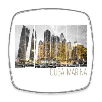 Dubai Marina in VAE Skyline Vintage Panorama - Viereckiger Kühlschrankmagnet - Weiß - Vorne