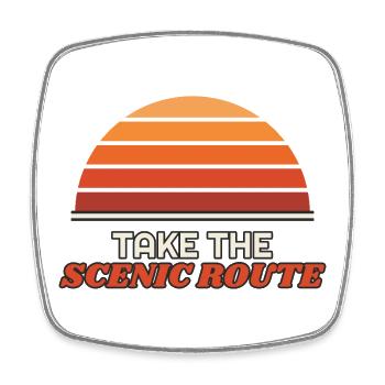Take the Scenic Route – Retro Sonnenuntergang - Viereckiger Kühlschrankmagnet - Weiß - Vorne