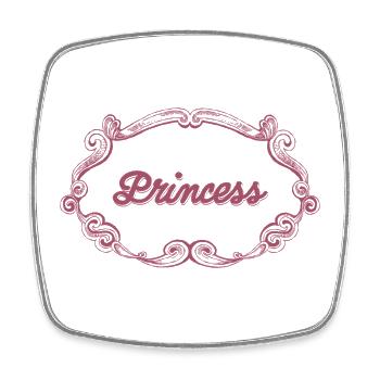 Rosa Prinzessin Schnörkelrahmen - Viereckiger Kühlschrankmagnet - Weiß - Vorne