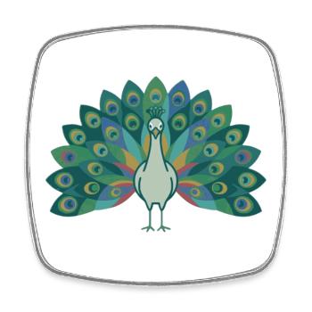 Pfau - Viereckiger Kühlschrankmagnet - Weiß - Vorne