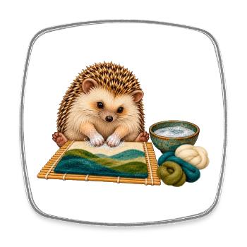 Igel filzt eine Wolllandschaft nass - Viereckiger Kühlschrankmagnet - Weiß - Vorne