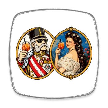 Kaiser Franz Joseph und Sisi – kaiserlich modern - Viereckiger Kühlschrankmagnet - Weiß - Vorne