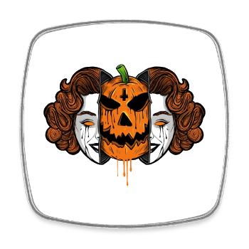Halloween Pumpkin Girl | Gothic Horror Pop Art - Viereckiger Kühlschrankmagnet - Weiß - Vorne