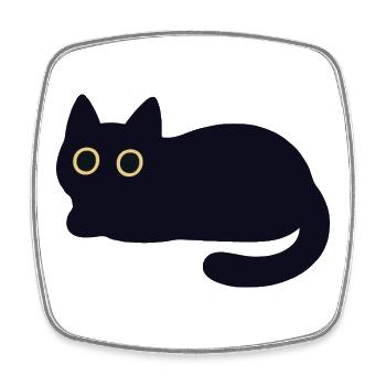 Schwarze Katze mit gelben Augen - Viereckiger Kühlschrankmagnet - Weiß - Vorne