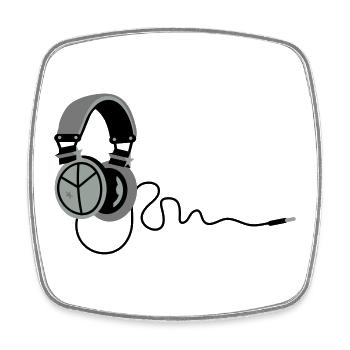 Casque paix - Magnet carré - blanc - Devant