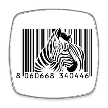code à barres zèbre - Magnet carré - blanc - Devant