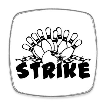Bowling Strike , Fun Shirt , Strike (25) - Viereckiger Kühlschrankmagnet - Weiß - Vorne