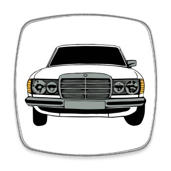 MB W123 Youngtimer Oldtimer,70er,80er (25) - Viereckiger Kühlschrankmagnet - Weiß - Vorne